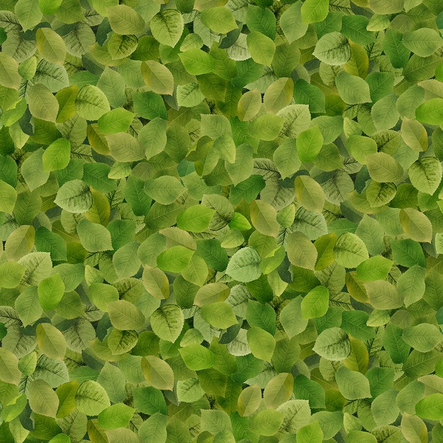 Vintage Rose - Packed Green Leaves Yardage