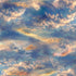 Water's Edge Beach Sky fabric by Chong-A Hwang for Timeless Treasures featuring dramatic ocean sunset clouds in shades of blue, lavender, peach, and gold on premium digital print cotton fabric.