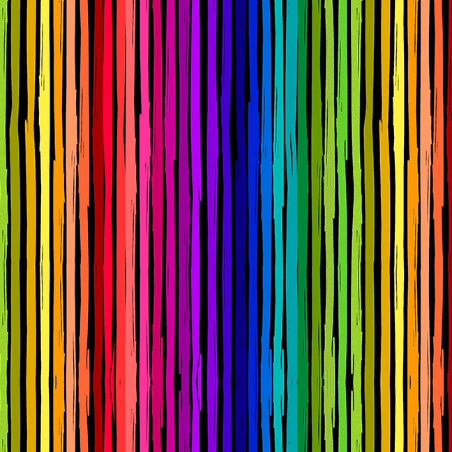 Petal Power Multi Stripes fabric with vibrant rainbow vertical lines by Chong-A Hwang for Timeless Treasures.
