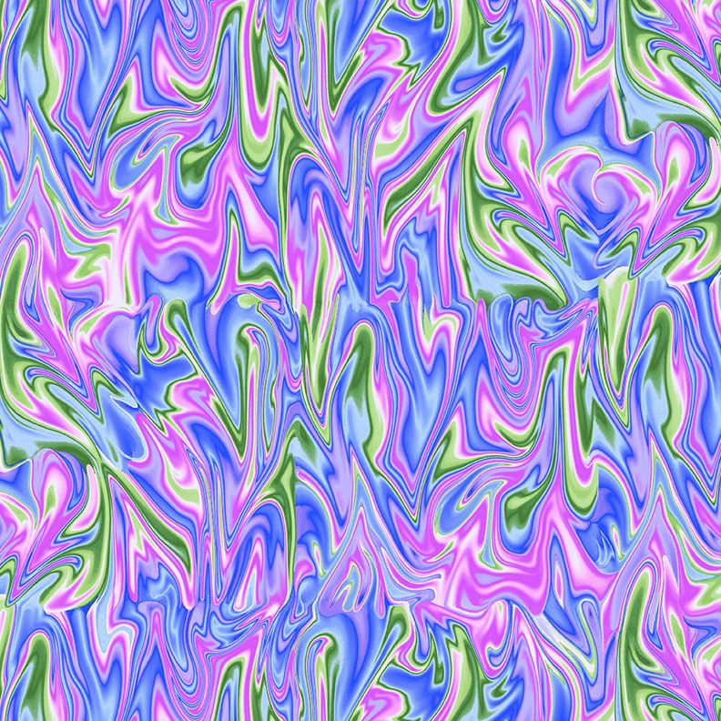 Pansy Perfection Abstract Swirls Multi Fabric by Timeless Treasures – colorful swirls of blue, pink, lavender, and green on 100% cotton fabric.
