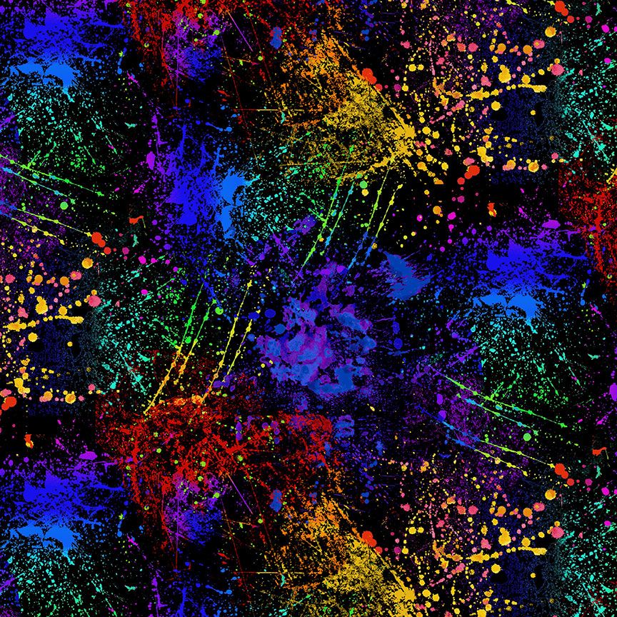 Painted Guitar Colored Paint Splatter Fabric by Timeless Treasures