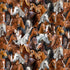 Realistic packed horse portrait cotton fabric by Timeless Treasures featuring brown white and black horses