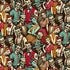 Wicked Willow Fifties Zombies fabric by Timeless Treasures featuring retro 1950s zombies, skeletons, and vintage Halloween characters on premium cotton.
