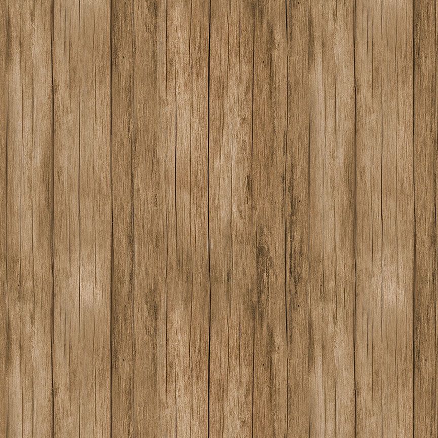 You Are My Sunshine Wood Grain Texture cotton fabric by Timeless Treasures featuring realistic weathered brown wood planks with a natural rustic appearance.