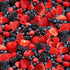 Fresh Fruit Mixed Berries fabric by Timeless Treasures featuring realistic strawberries, raspberries, blueberries, and blackberries in a vibrant digital print on premium quilting cotton.
