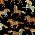 Southwestern horse fabric with tribal patterned horses on black background by Timeless Treasures
