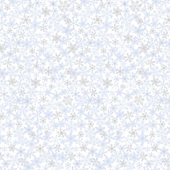 Ice Blizzard Glitter Snowflakes Fabric by Timeless Treasures