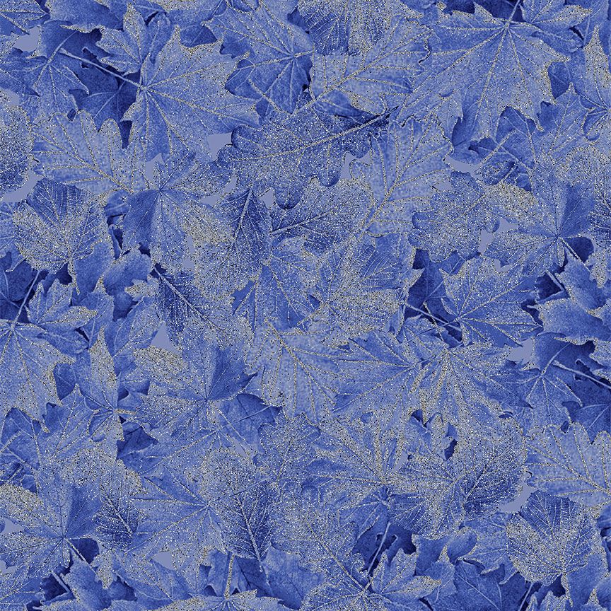 Ice Winter Large Leaves Glitter Fabric by Timeless Treasures