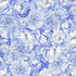 Blue and white packed peony floral fabric with gold metallic accents by Chong-a Hwang for Timeless Treasures.