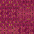 Burgundy abstract stripe fabric with metallic gold accents, spirals, and geometric shapes.