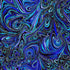 Escapade indigo metallic marble fabric featuring blue turquoise and black abstract swirls with gold metallic accents