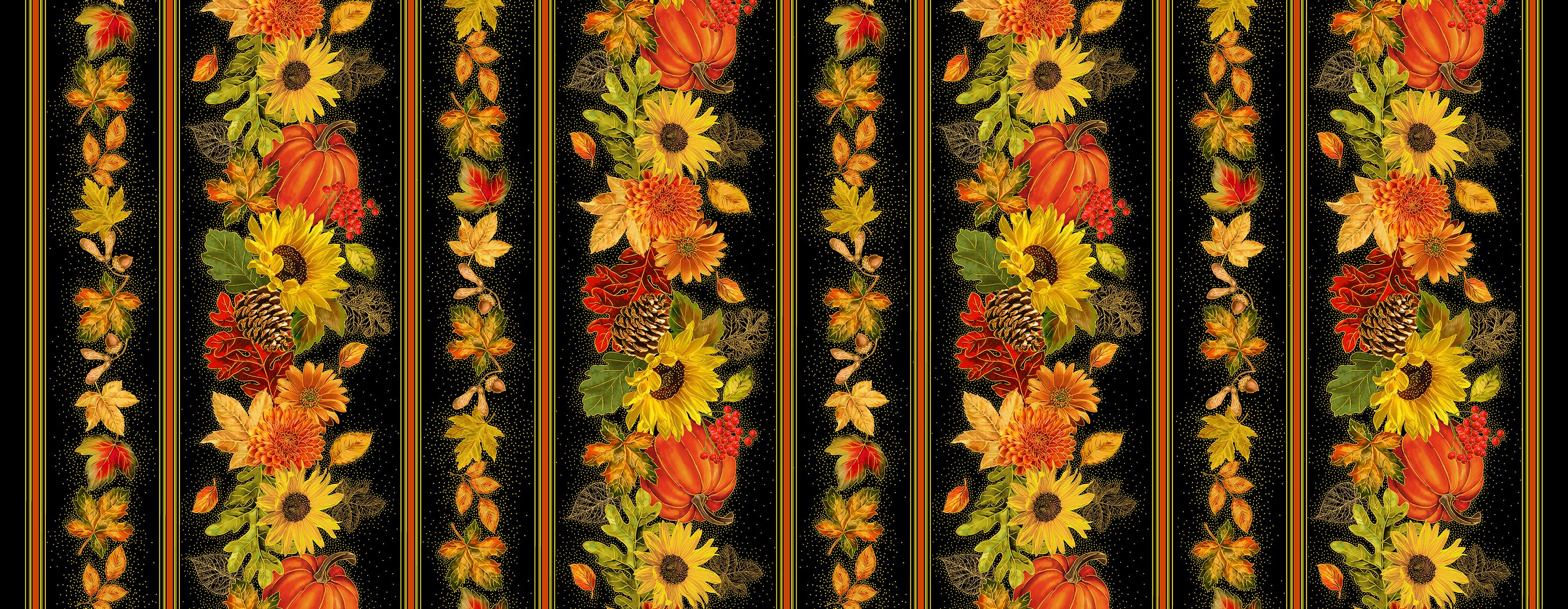 Thankful - Harvest 11" Stripe Metallic Yardage