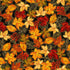 Fall Leaves Metallic Fabric by Timeless Treasures featuring autumn leaves with gold accents on black background