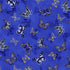 Metallic tossed butterfly fabric in royal blue with gold accents from the Moonlight collection.