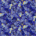 Packed indigo and blue butterflies with gold metallic accents on cotton