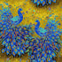 Gilded Plume Royal Peacocks Metallic fabric by Chong-A Hwang for Timeless Treasures – regal peacocks with gold accents.