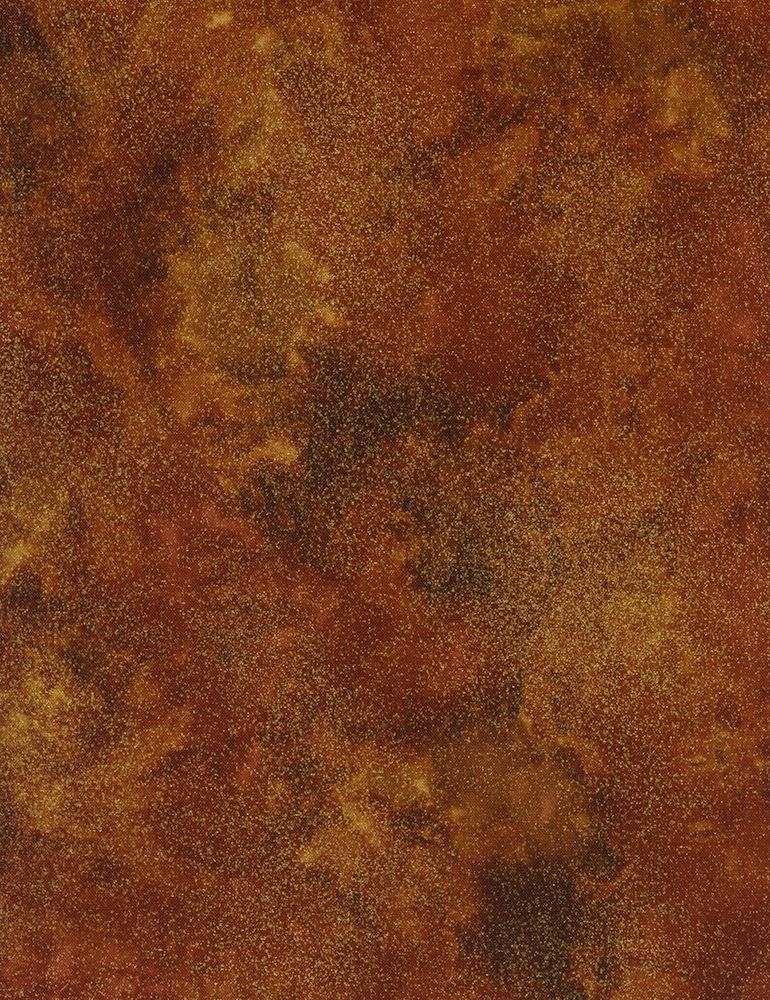 Holiday Blenders Shimmer Rust fabric by Timeless Treasures featuring a rich rust-colored marbled texture with subtle metallic shimmer accents on premium quilting cotton.