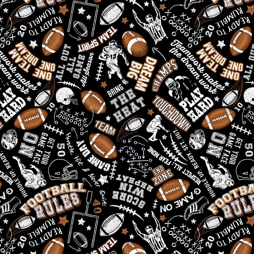 Football Rules text fabric from Fitness Fanatic collection by Timeless Treasures – sports cotton fabric for quilting and crafts.