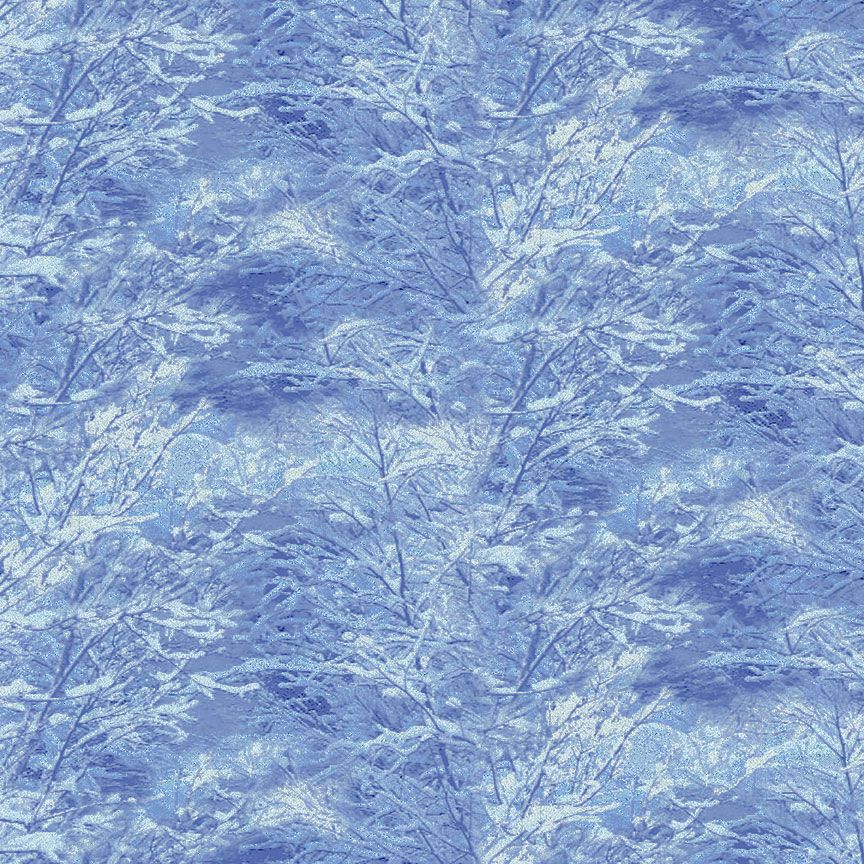 Ice Delft Large Winter Trees Glitter Fabric by Timeless Treasures