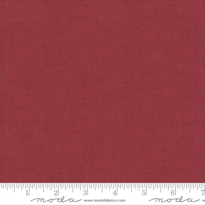 Crossweave Crimson woven cotton fabric featuring a rich crimson red linen-look texture by Moda Fabrics.