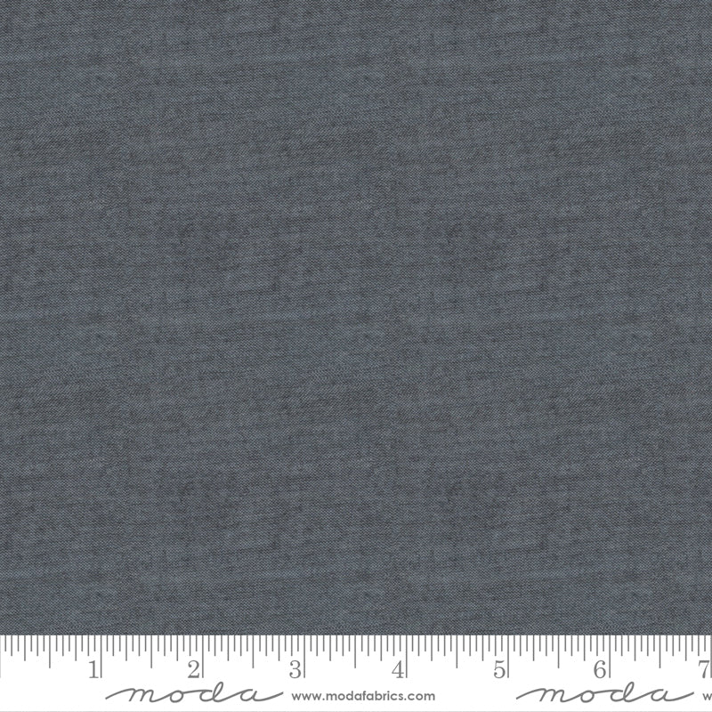 Crossweave Pepper woven cotton fabric featuring a rich charcoal gray linen-look texture by Moda Fabrics.
