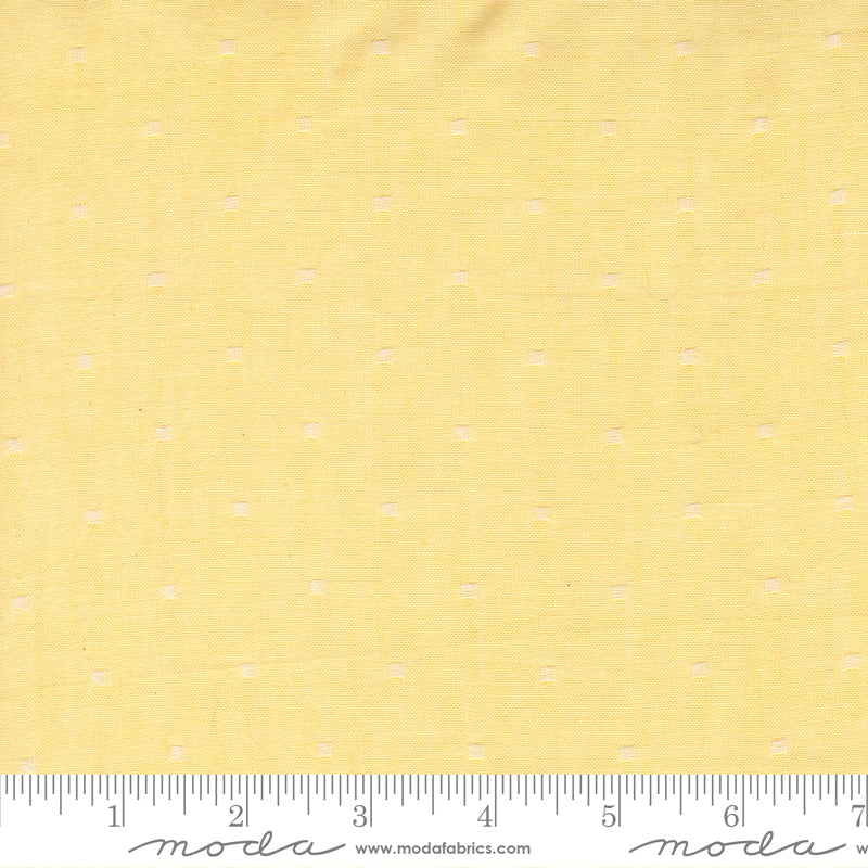 Summer Solstice Wovens Dobby Texture Afternoon woven cotton fabric featuring a soft buttery yellow background with subtle woven dobby texture by Pieces To Treasure for Moda Fabrics.