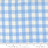 Summer Solstice Wovens Gingham Waterfall woven cotton fabric featuring a classic sky blue and ivory gingham pattern by Pieces To Treasure for Moda Fabrics.