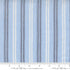 Summer Solstice Wovens Ticking Stripe Waterfall woven cotton fabric featuring sky blue, ivory, and navy vertical ticking stripes by Pieces To Treasure for Moda Fabrics.