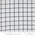 Summer Solstice Wovens Windowpane Nautical Blue woven cotton fabric featuring navy and sky blue windowpane plaid on an ivory background by Pieces To Treasure for Moda Fabrics.