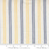 Summer Solstice Wovens Ticking Stripe Afternoon woven cotton fabric featuring yellow, navy, and sky blue ticking stripes on an ivory background by Pieces To Treasure for Moda Fabrics.