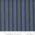 Summer Solstice Wovens Ticking Stripe Nautical Blue woven cotton fabric featuring navy blue, ivory, and golden ticking stripes by Pieces To Treasure for Moda Fabrics.