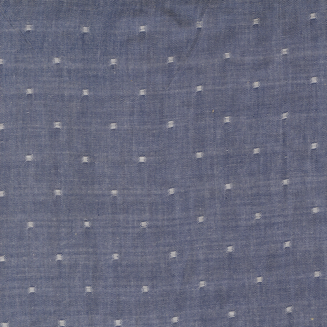 Summer Solstice Wovens Dobby Texture Dark Blue woven cotton fabric featuring a rich navy blue background with subtle woven dobby texture by Pieces To Treasure for Moda Fabrics.