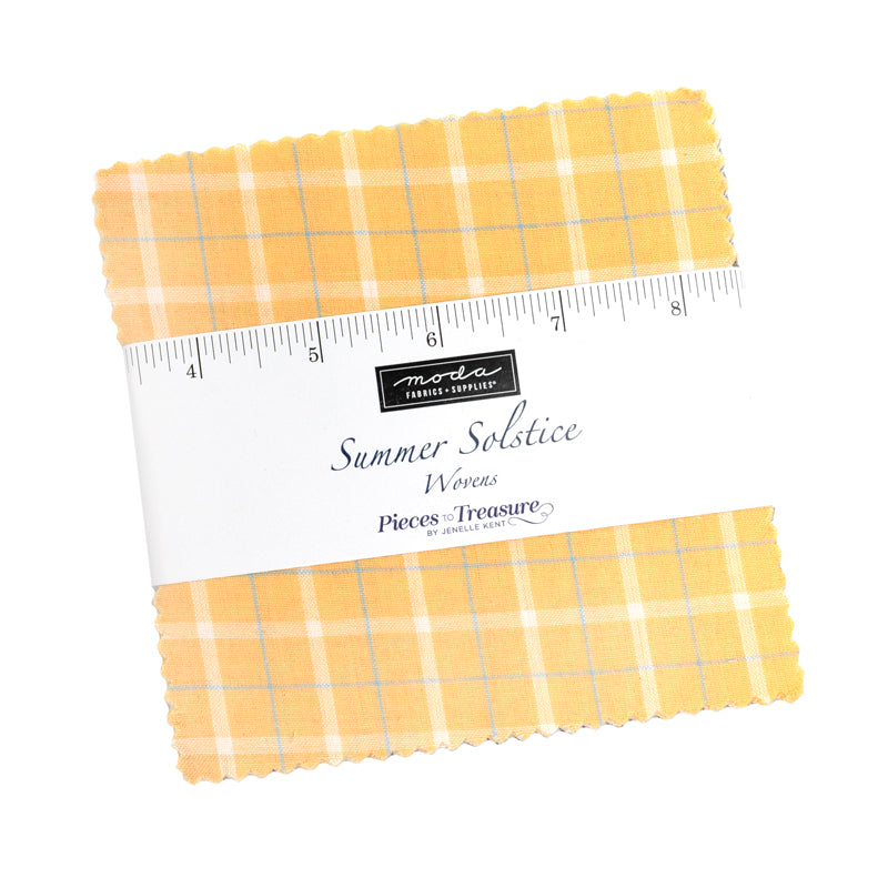 Moda charm pack yellow blue woven plaid gingham fabric squares