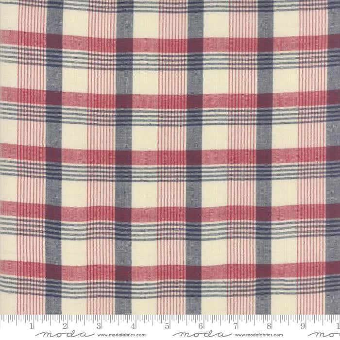Vive La France Wovens - Rouge Indigo Windowpane Plaid Yardage