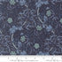 Morris Muse Seaweed Twilight quilting cotton by Barbara Brackman for Moda Fabrics featuring flowing seaweed vines, delicate blue flowers, and intricate botanical scrollwork on a rich twilight blue background.