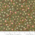 Morris Muse Clover Sage quilting cotton by Barbara Brackman for Moda Fabrics featuring delicate clover blossoms, tiny white flowers, and trailing botanical vines in sage green and blush pink.