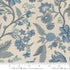 Sacre Bleu Parterre Pearl French Blue fabric by French General – Moda cotton with elegant floral medallions.