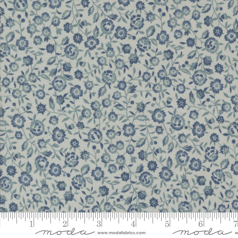 Sacre Bleu Renoncule Florals Ciel Blue fabric by French General for Moda