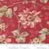 Vintage floral quilting cotton fabric with elegant pink flowers on rouge red background by French General for Moda Fabrics