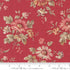 Vintage floral quilting cotton fabric with delicate pink floral bouquets on rich rouge red background by French General for Moda Fabrics