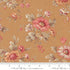 Vintage floral quilting cotton fabric with delicate blush floral bouquets on warm tea gold background by French General for Moda Fabrics