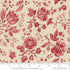 Vintage floral quilting cotton fabric with red floral vines on pearl cream background by French General for Moda Fabrics