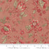 Vintage floral quilting cotton fabric with delicate red and pink botanical flowers on clay pink background by French General for Moda Fabrics