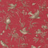 Vintage bird and floral quilting cotton fabric with taupe birds and botanical vines on rich rouge red background by French General for Moda Fabrics
