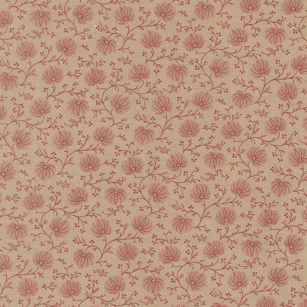 Delicate rouge floral vine quilting cotton fabric on roche beige background by French General for Moda Fabrics