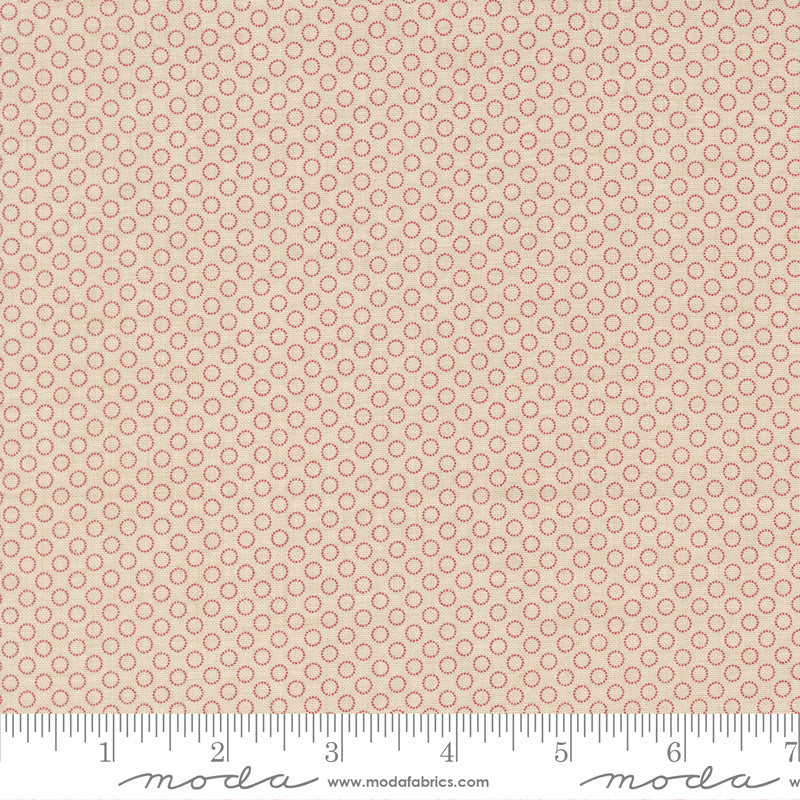 Small coral ring pattern quilting cotton fabric on pearl cream background by French General for Moda Fabrics