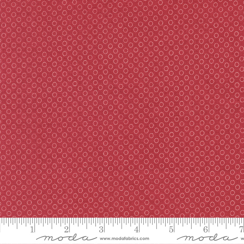 Tiny cream ring pattern quilting cotton fabric on rouge red background by French General for Moda Fabrics
