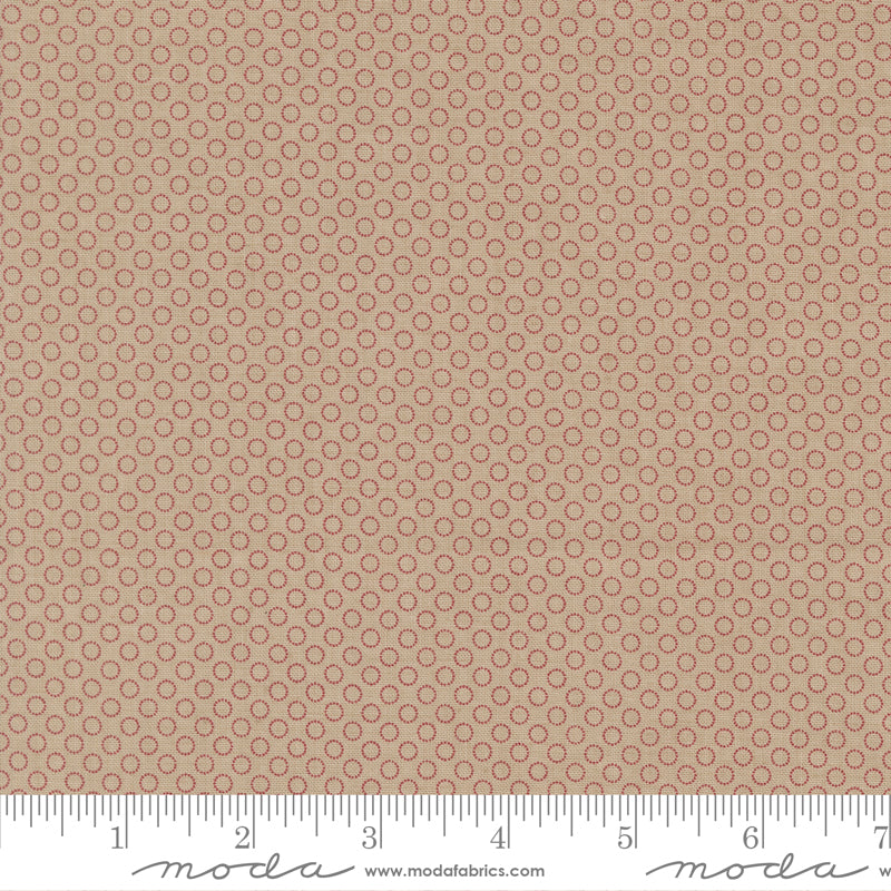 Tiny rouge ring pattern quilting cotton fabric on roche beige background by French General for Moda Fabrics