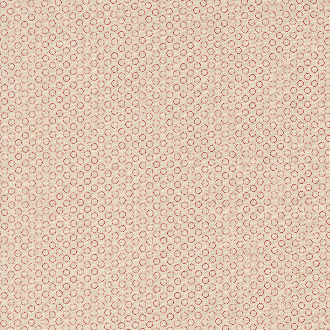 Small coral ring pattern quilting cotton fabric on pearl cream background by French General for Moda Fabrics