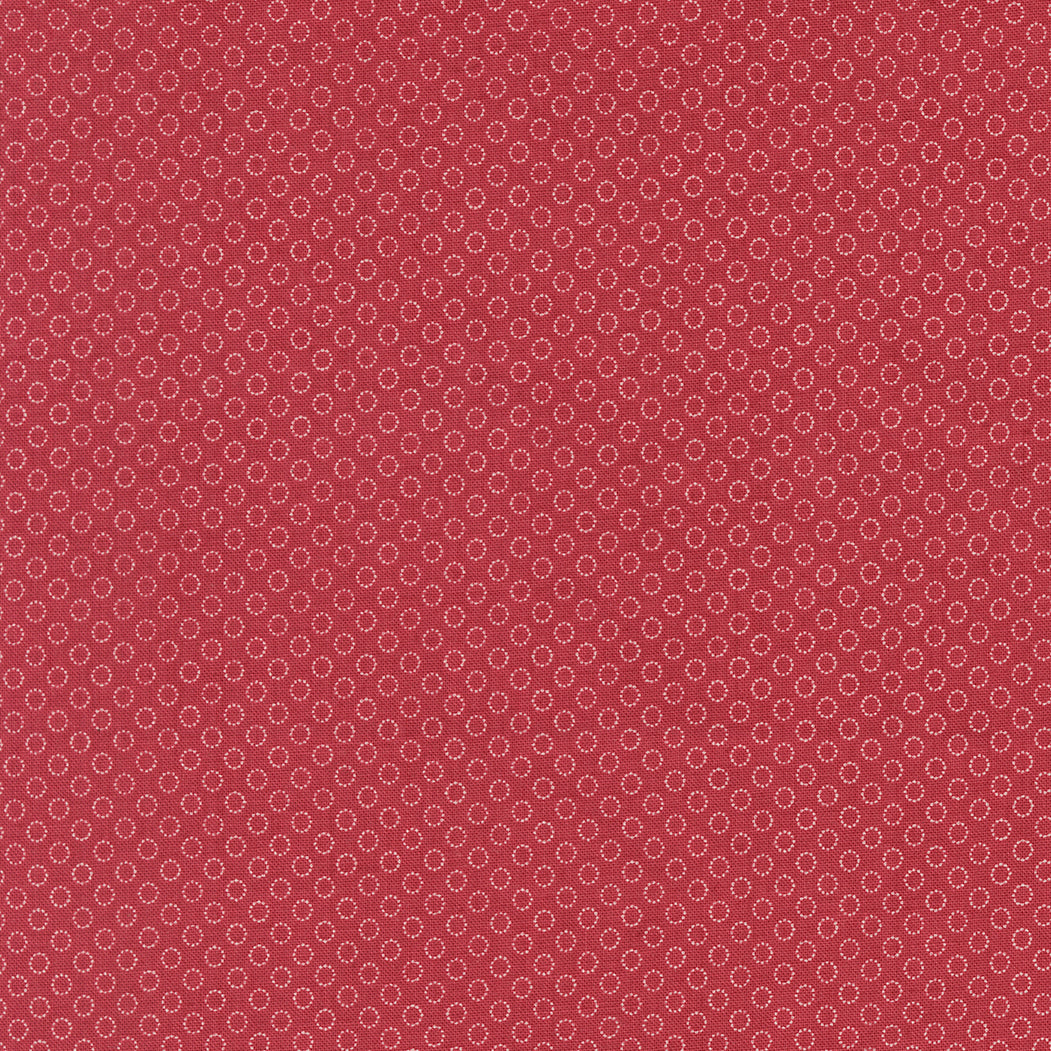 Tiny cream ring pattern quilting cotton fabric on rouge red background by French General for Moda Fabrics